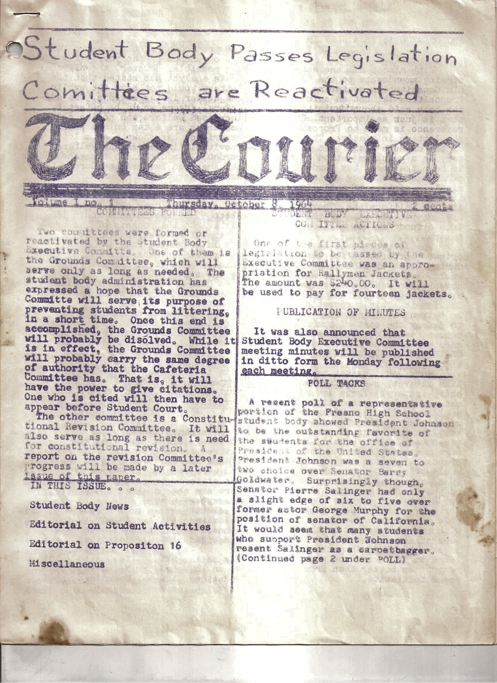 Volume I: No. 1 - Page 1
